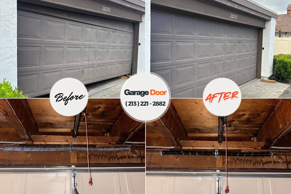 Before and after: garage door repair Howe, IN